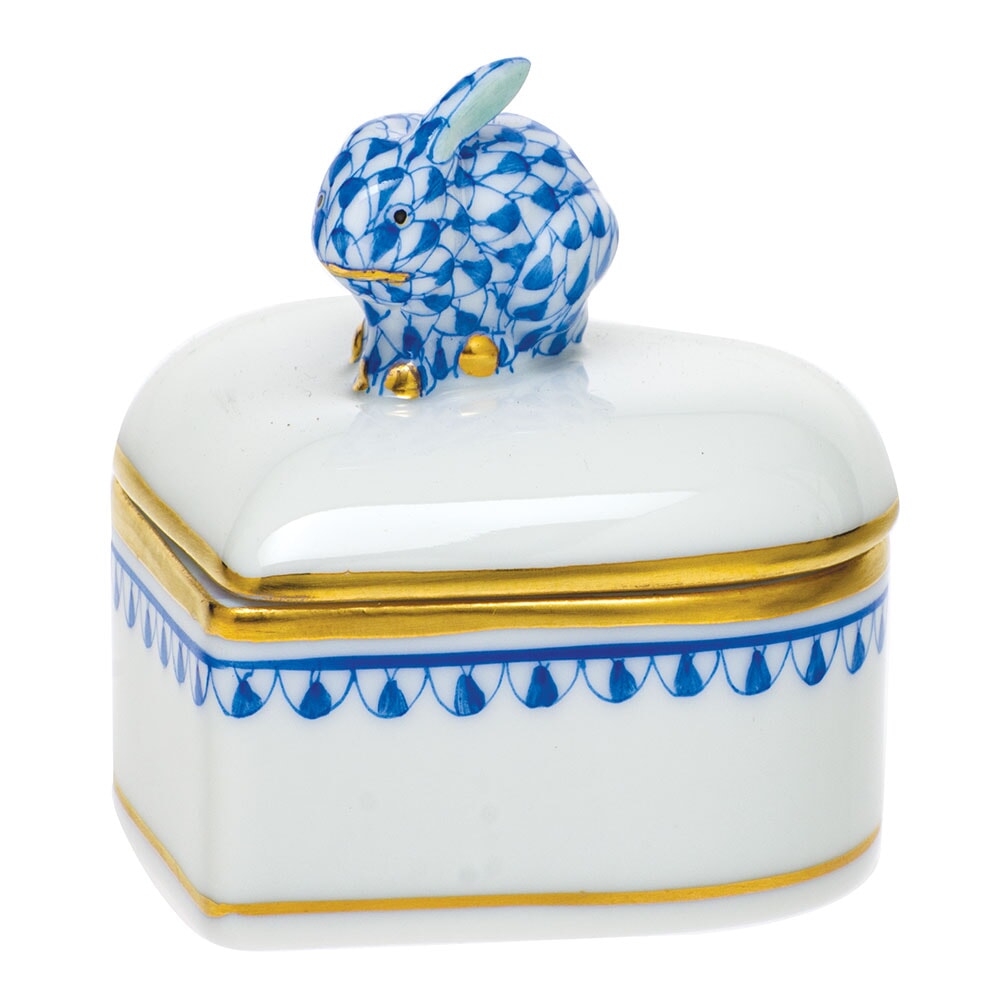 Herend Heart Box with Bunny Finial